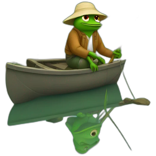 pepe fisherman around a pond emoji