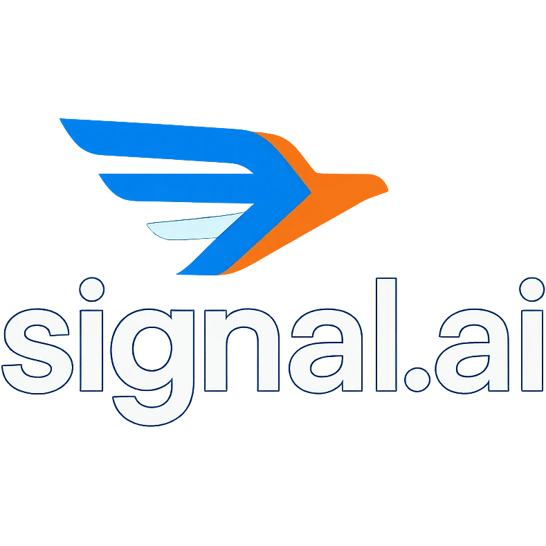 logo for signal.ai, a dashboard for first responders, modern and tech-inspired, includes the text 'signal.ai' with a dynamic symbol representing speed and assistance, bold energetic colors, professional look emoji
