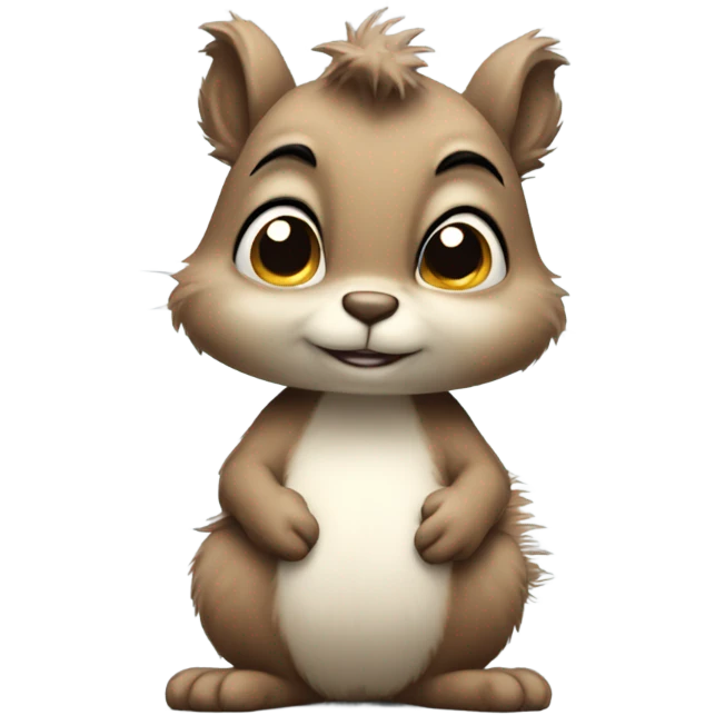 Sad squirrel: fluffy, teary eyes, drooping ears, bushy tail emoji