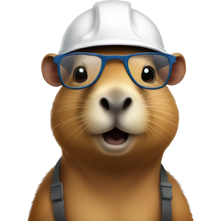 capybara in a hard hat and glasses emoji
