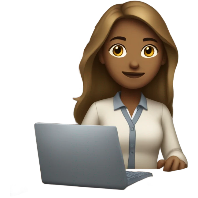 Medium straight hair computer science girl intern with a computer  light brown skin emoji
