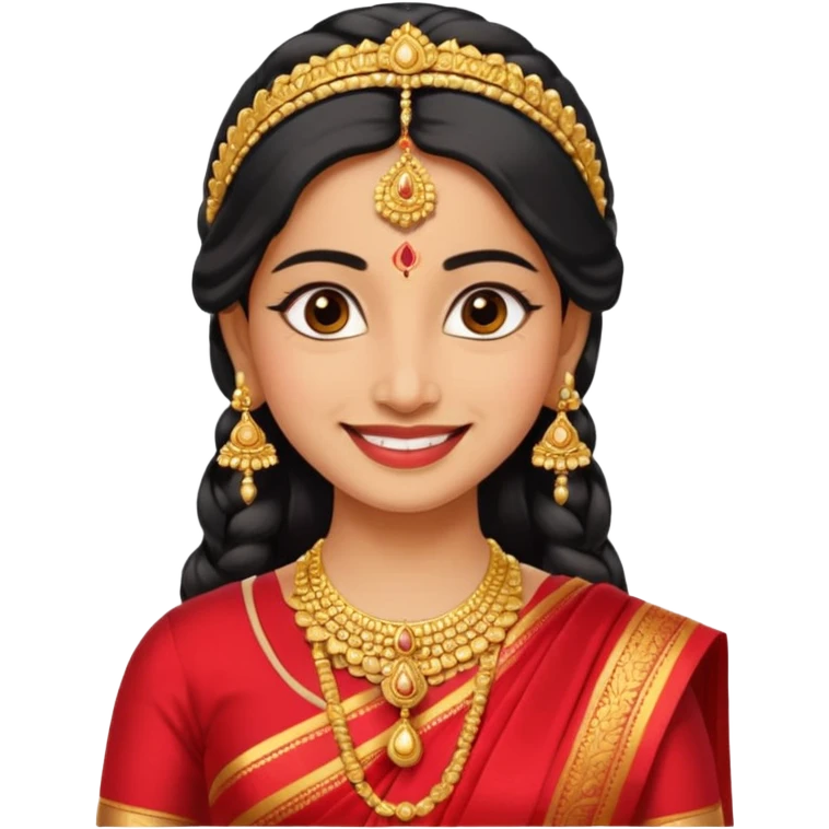 South indian bride getup, smiley face. emoji