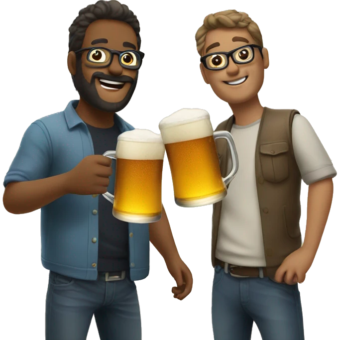 two people clinking glasses of beer emoji