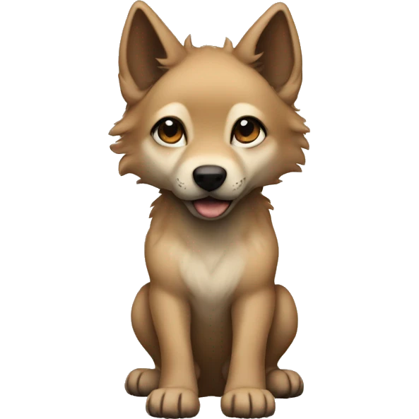 4 very short legs a light brown puppy-like wolf with black ears emoji