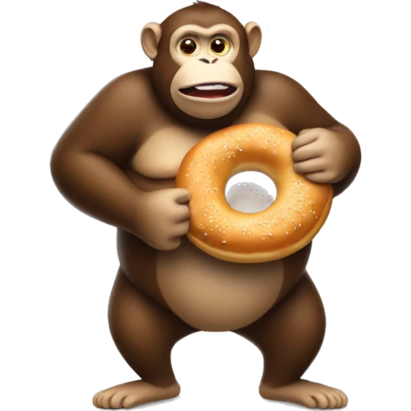fat monkey holding a bagel emoji