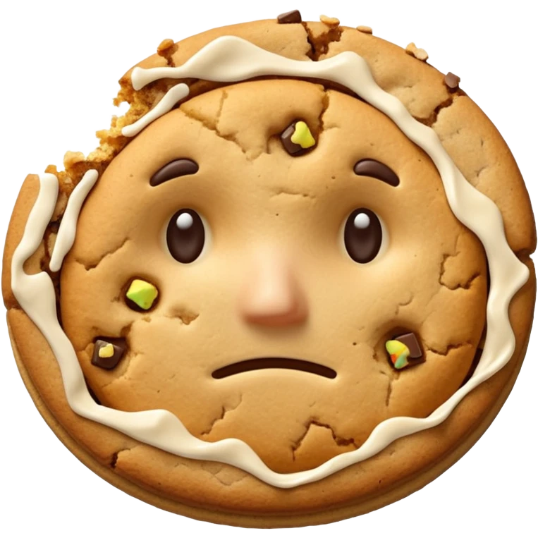 {
    "type": "object",
    "look": "broken cookie man, missing bite, crumbs on edge, front view",
    "description": "a cookie man partially eaten, showing a bite mark and rough crumbs"
  } emoji