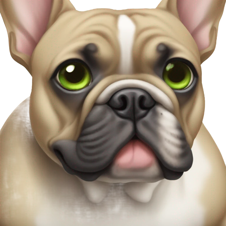 Muriel French bulldog with green eyes thirsty emoji