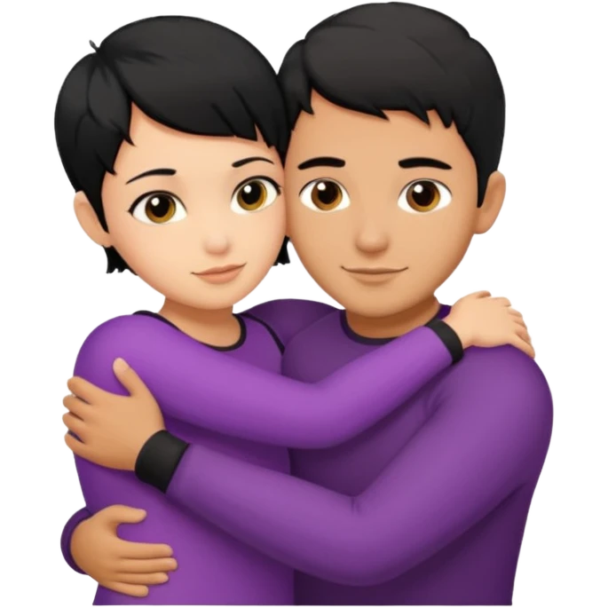 Hot latino man hugging girl black hair pixie cut emoji