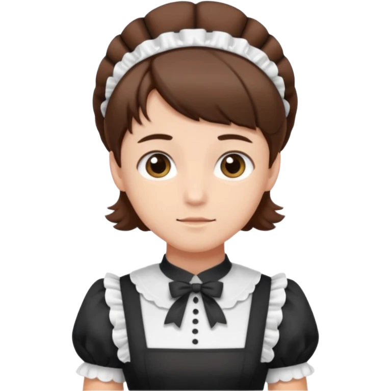 Guy with short brown hair wearing a cute maid dress emoji