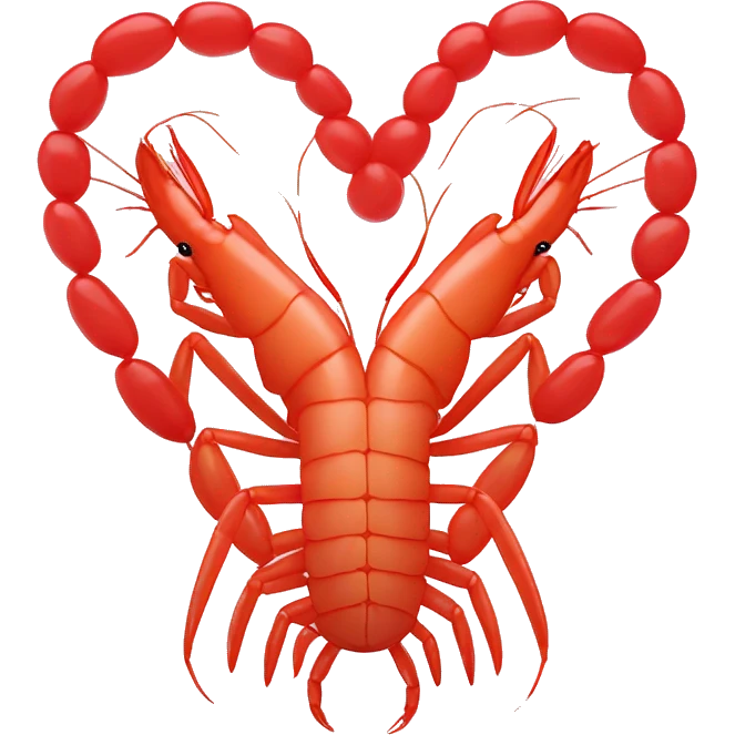 shrimp heart adorned with shrimp garland  emoji