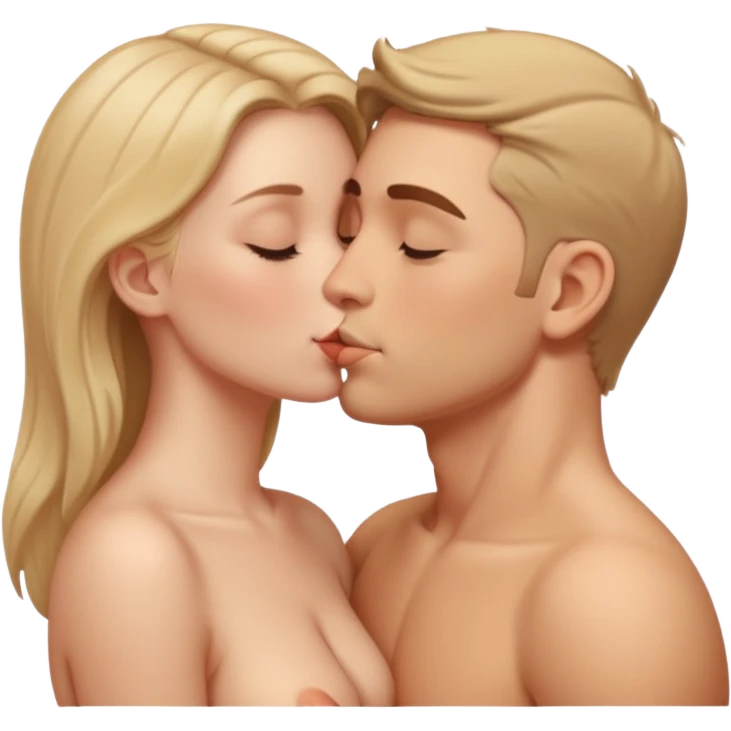 White woman kissing white man naked  emoji