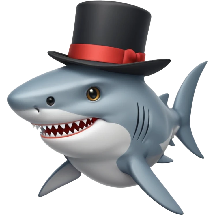 Shark with a top hat emoji