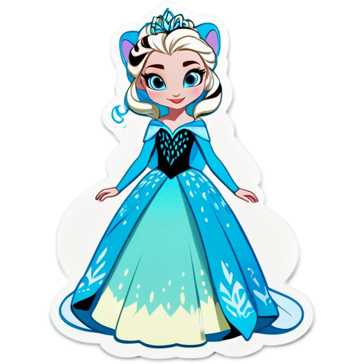 leopard wearing queen elsa dress emoji