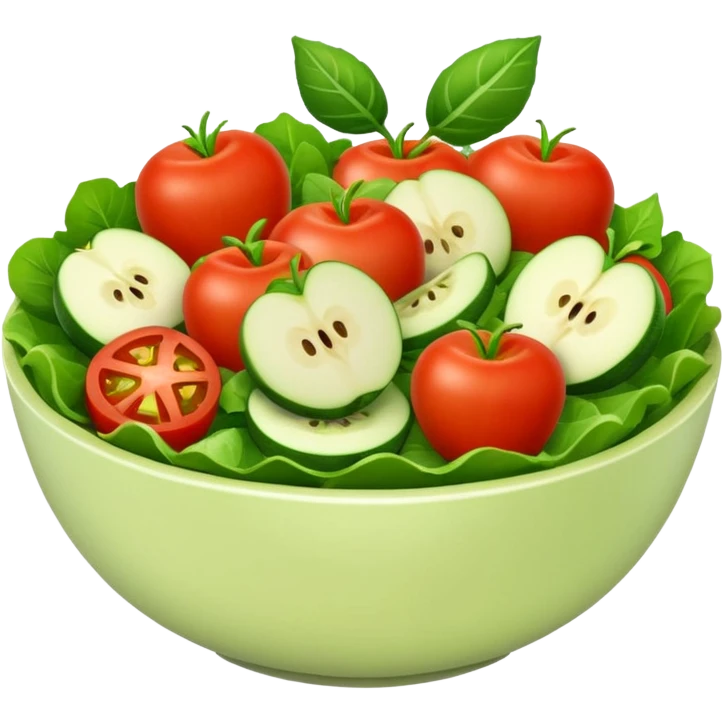 A bowl of salad emoji in the style of Apple emoji. emoji