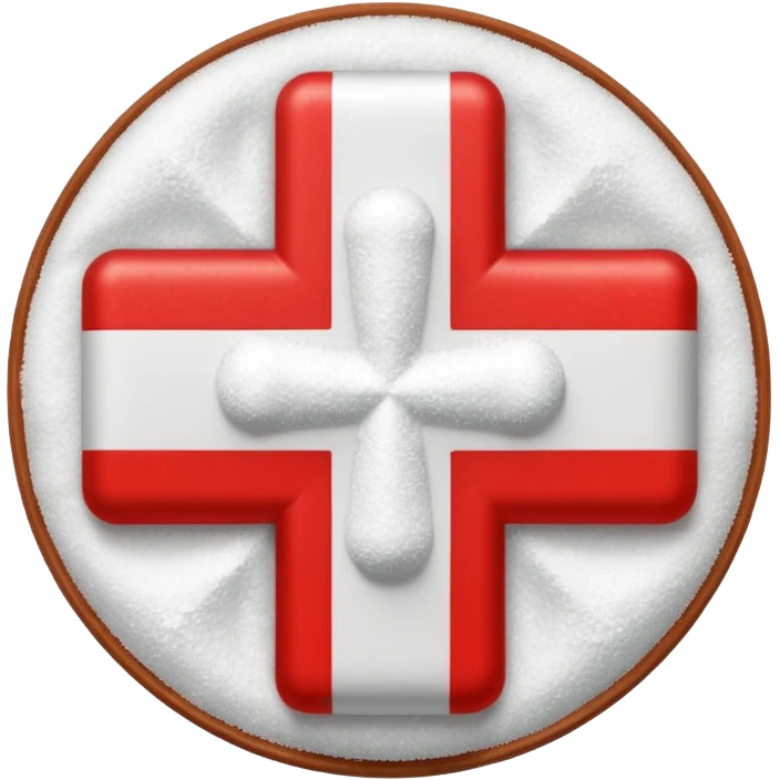 red cross icon on sugar powder emoji
