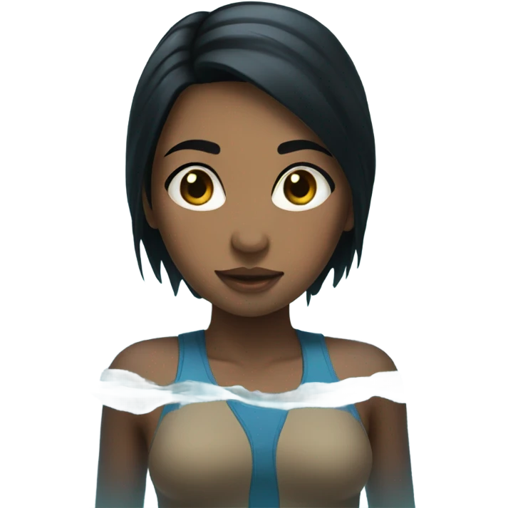 Girl with black hair in water emoji