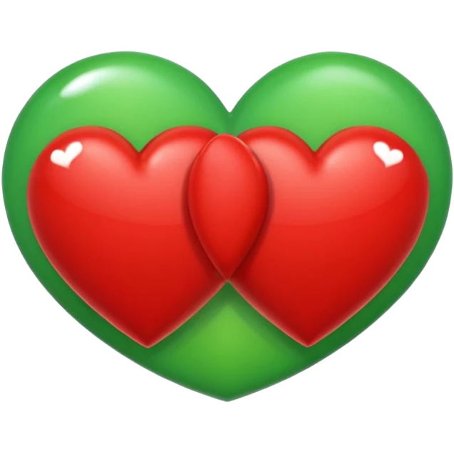 two hearts orbiting each other. one is red, the other is green emoji