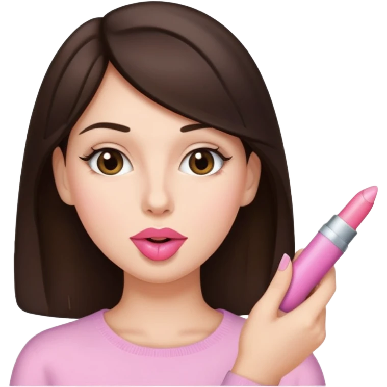 A brunette woman sucking a penis emoji