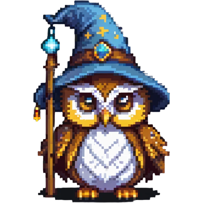 owl with a wizard hat emoji
