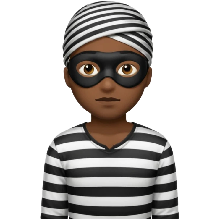 A theif robber emoji,Stripped shirt,eye mask, black head. emoji