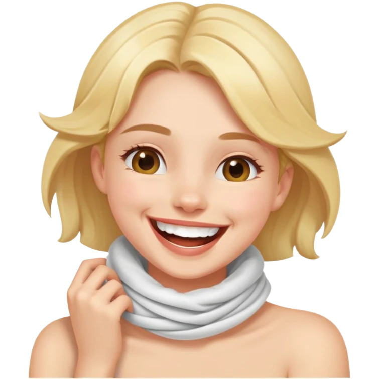 a girl with hand wrapped around neck laughing  emoji