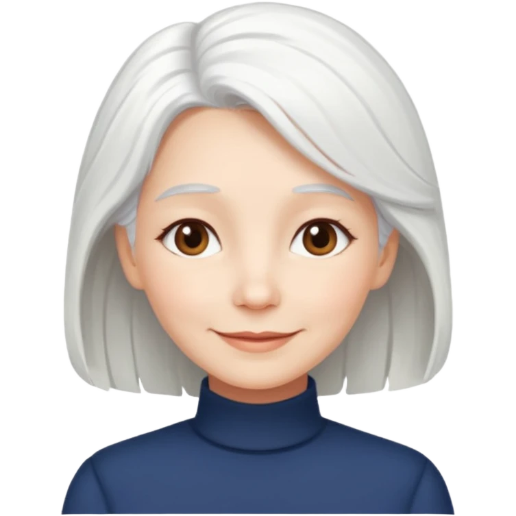 pure white hair, cute mature girl emoji