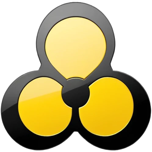 Standard yellow and black trefoil radioactive hazard warning symbol emoji