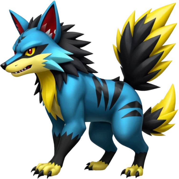 Shiny furry cool Zeraora-Zoroark-Obstagoon-fusion emoji