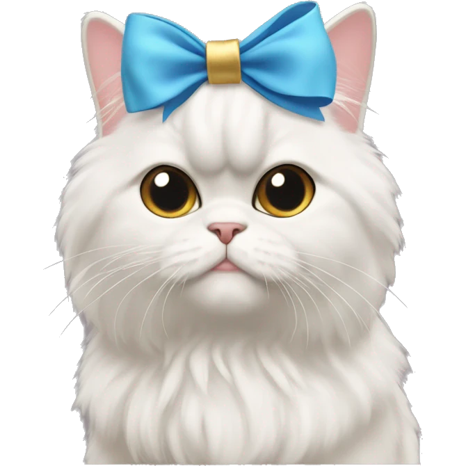 Persian cat with bow on her ear￼ emoji