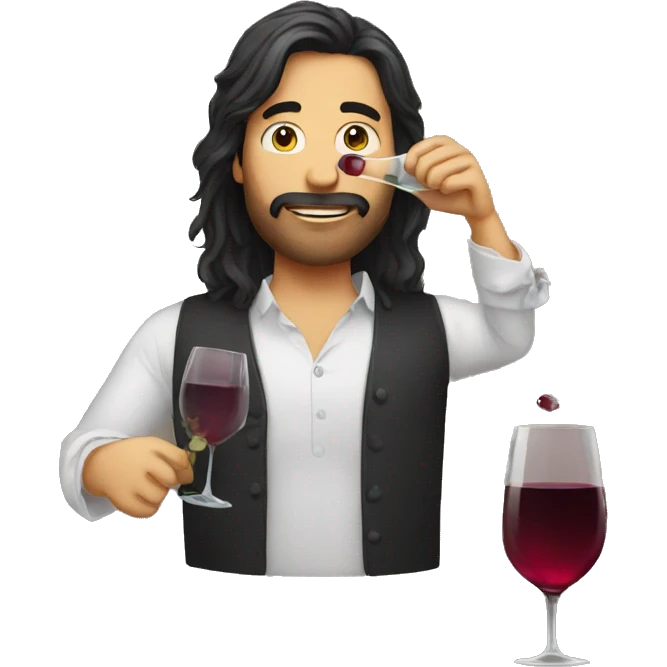 Long hair man drinking wine emoji