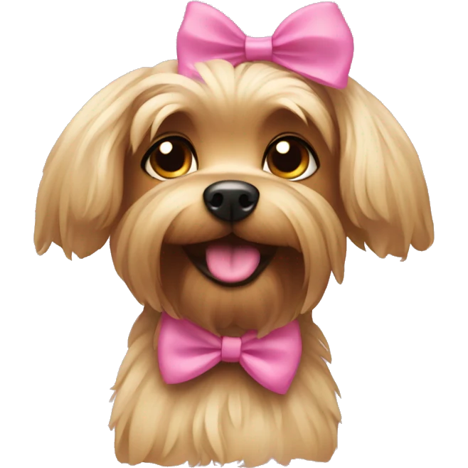 A female yorkshire dog with a pink bow emoji