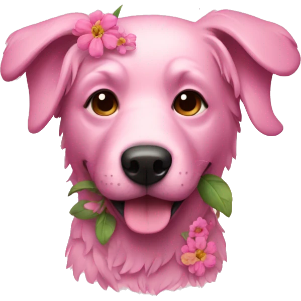 pink dog with flowers emoji