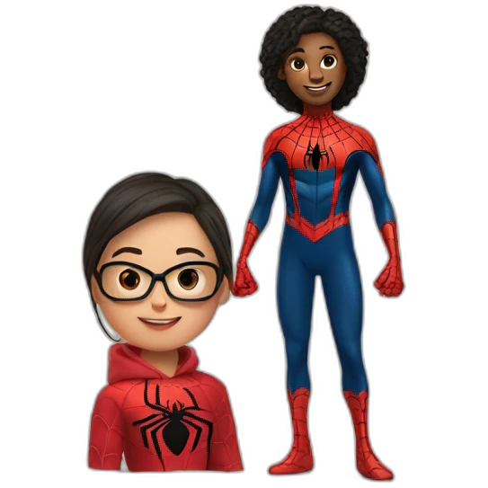 Spider man avec sa copine emoji