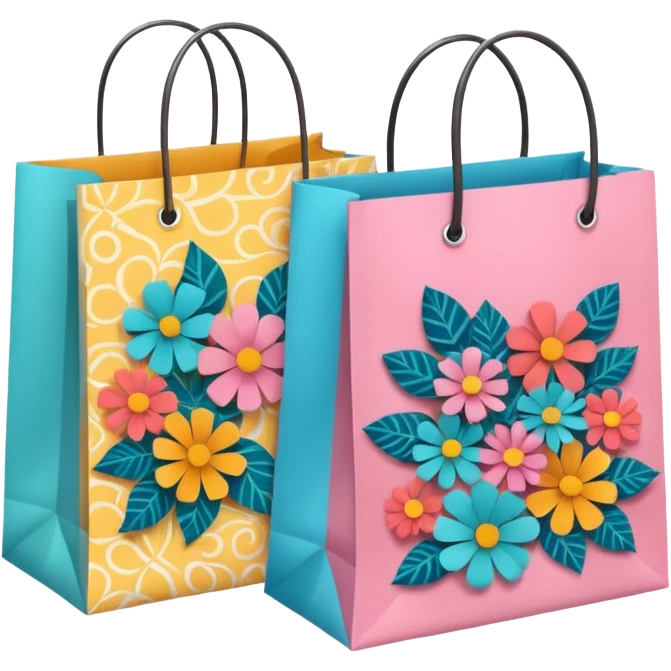 2 aesthetic shopping bag with pattern emoji