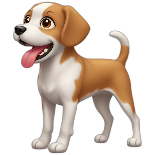 Perrito french podré sonriendo con un corazón al fondo emoji