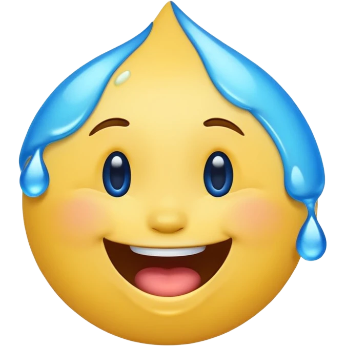 Emoji, yellow round laughing face, blue tears of joy emoji