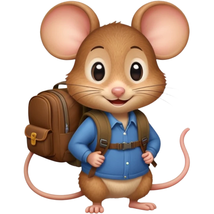 Mouse with a backpack pixar style emoji