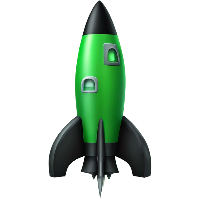green and black rocket ship ios stile emoji