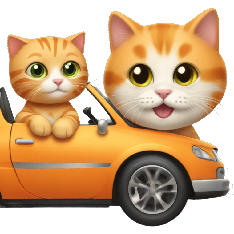 Orange cat with his friend baby car emoji