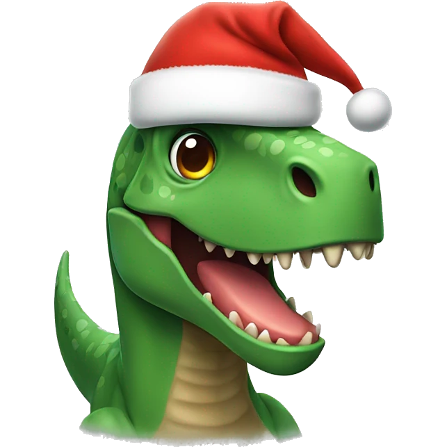 Dinosaur with christmas hat emoji
