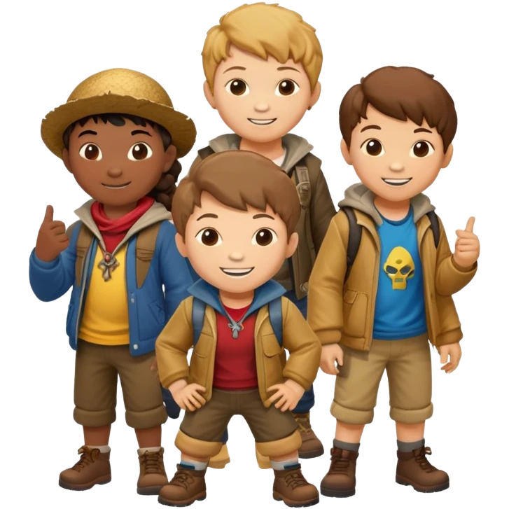 The Goonies group of kids, adventure movie characters emoji