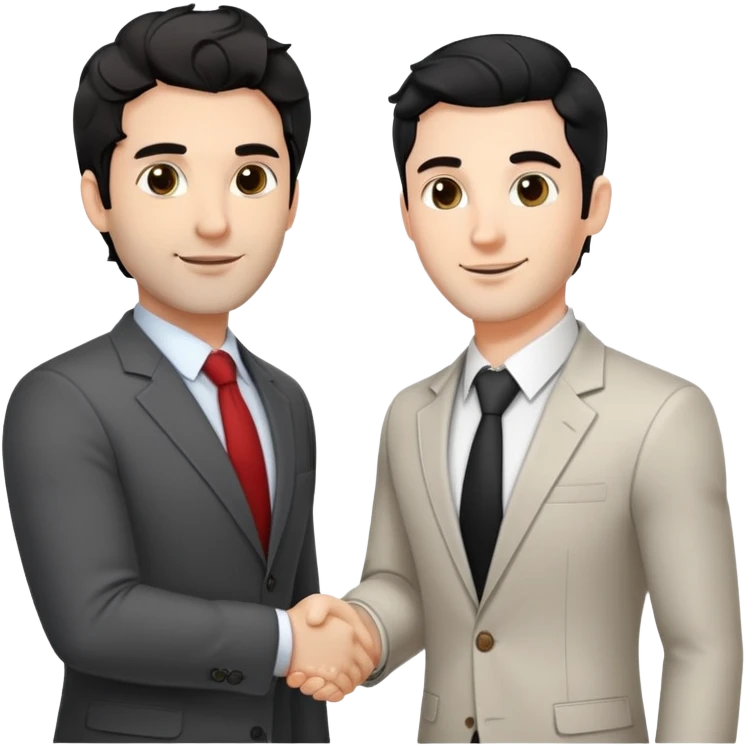 Professional 35-year-old man with black wavy hair, stubble, strong jawline, white skin tone, wearing smart casual business attire, networking at a business event, shaking hands with another professional, confident approachable expression emoji