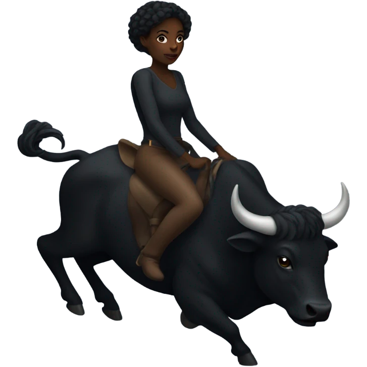 dark beauty in night riding a bull emoji