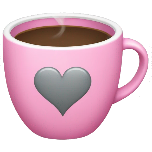 pink coffee cup with grey heart  emoji