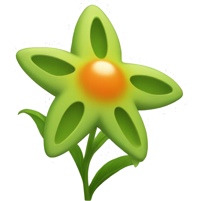 Create an emoji of a small, star-shaped flower with a greenish-yellow color. Inside the flower, include a small, round, reddish-orange berry. emoji