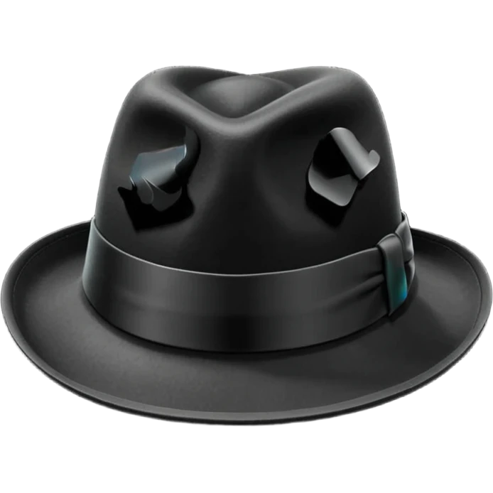 fedora, isolated, transparent background, black emoji