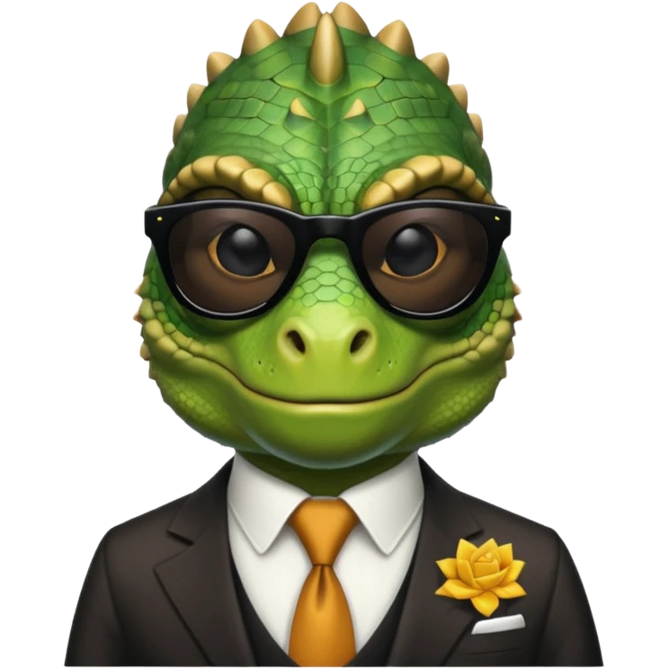 capitalist iguana banker godfather with black sunglasses emoji