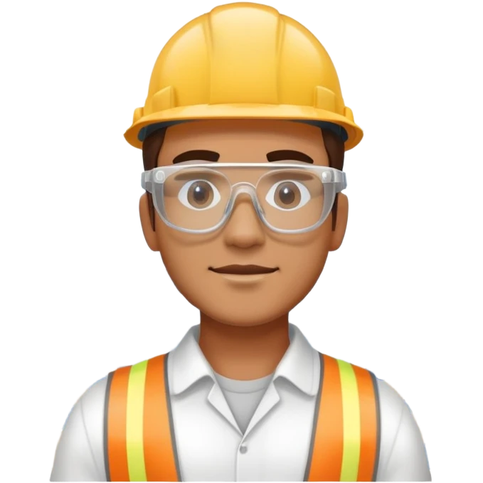 man making a model of a building wearing transparent protective safety glasses emoji