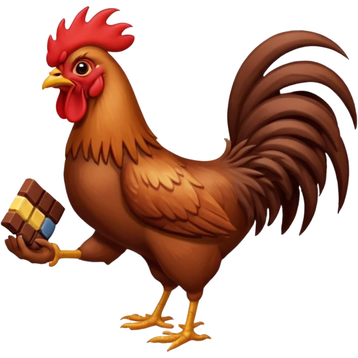 Rooster eating chocolate emoji