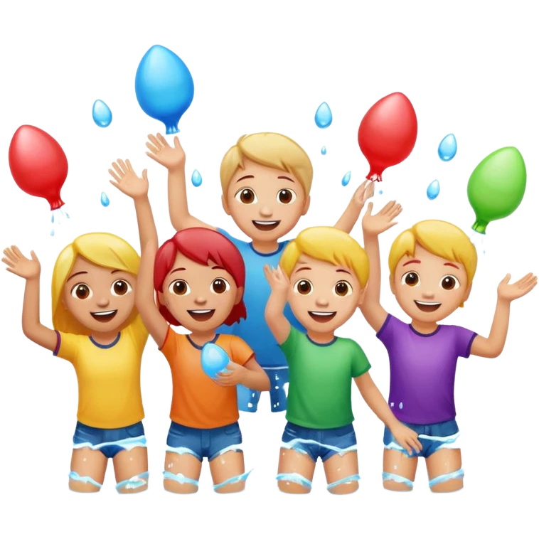 children playing with water balloons emoji